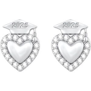 Silver Heart Graduation Earrings